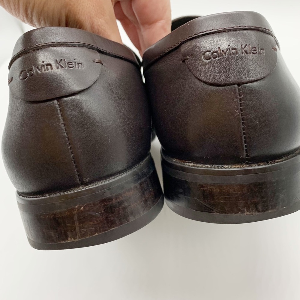 Men’s Calvin Klein Elkan Slip On Leather Loafers in Dark Brown Size 10.5M - Picture 3 of 12
